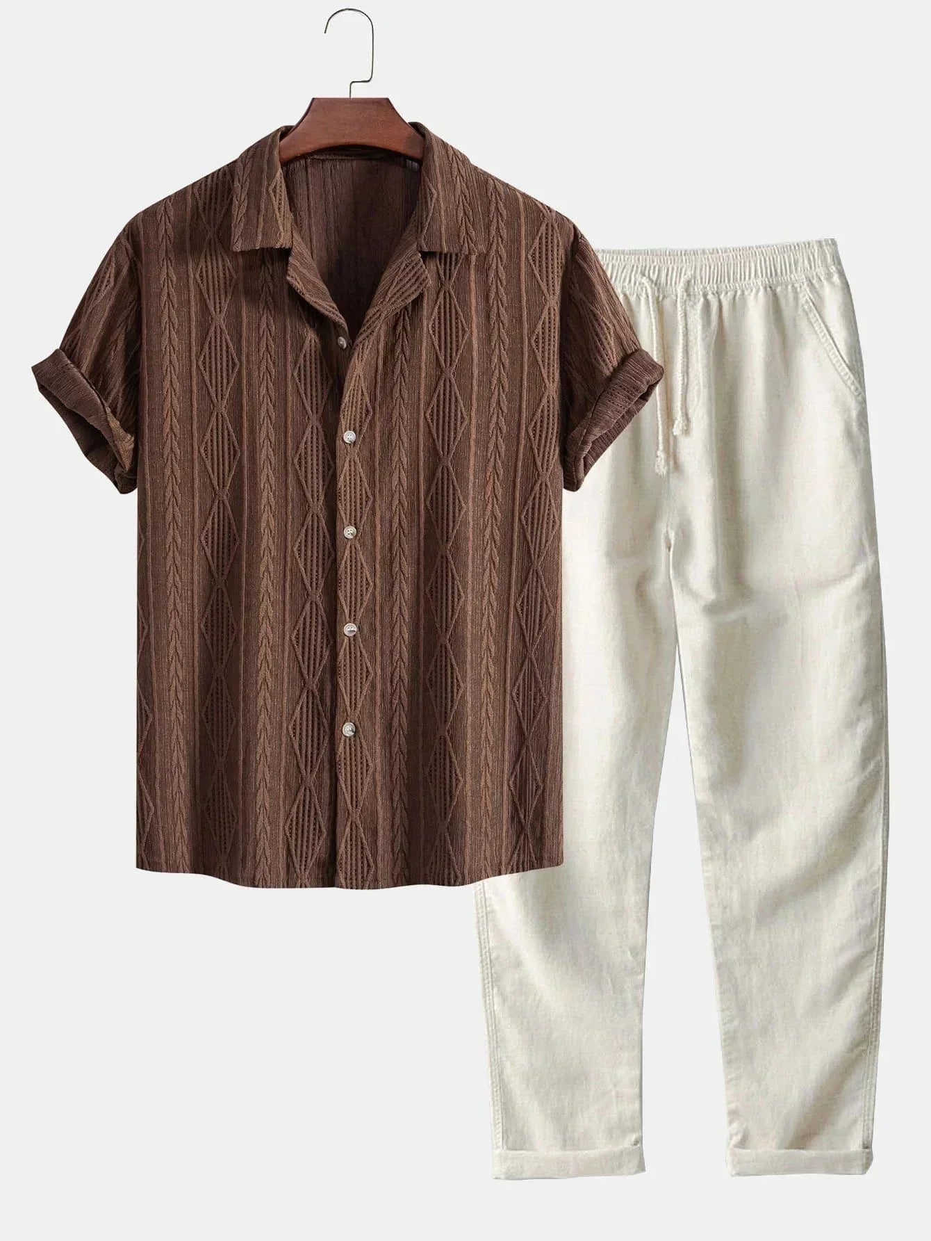 Conjunto de Verano Estiloso para Hombre | Dos Piezas de Tela de Toalla