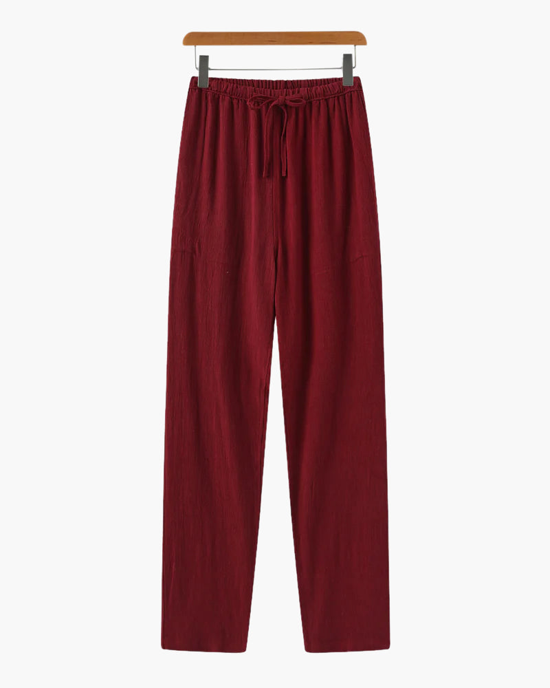 Adrian | Pantalones de lino ligeros para hombre, corte slim fit, con cordón para el verano