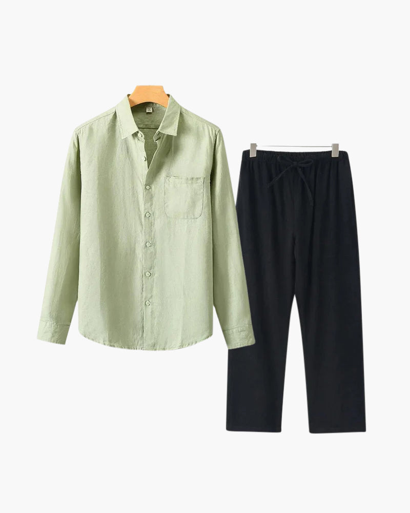 Christopher | Camisa de Manga Larga & Pantalón Conjunto de Lino para Hombre
