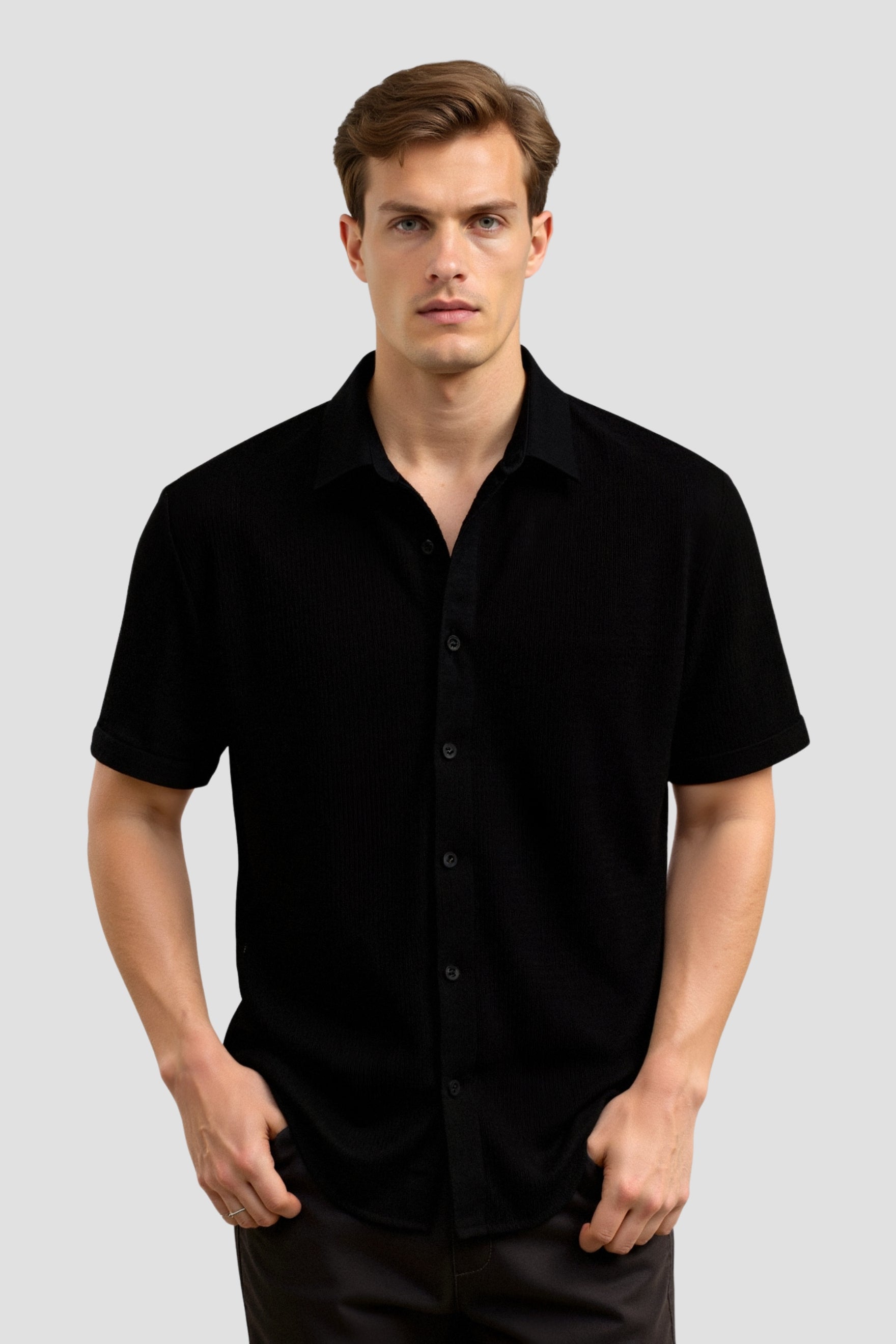 Camisa de lino clásica de manga corta