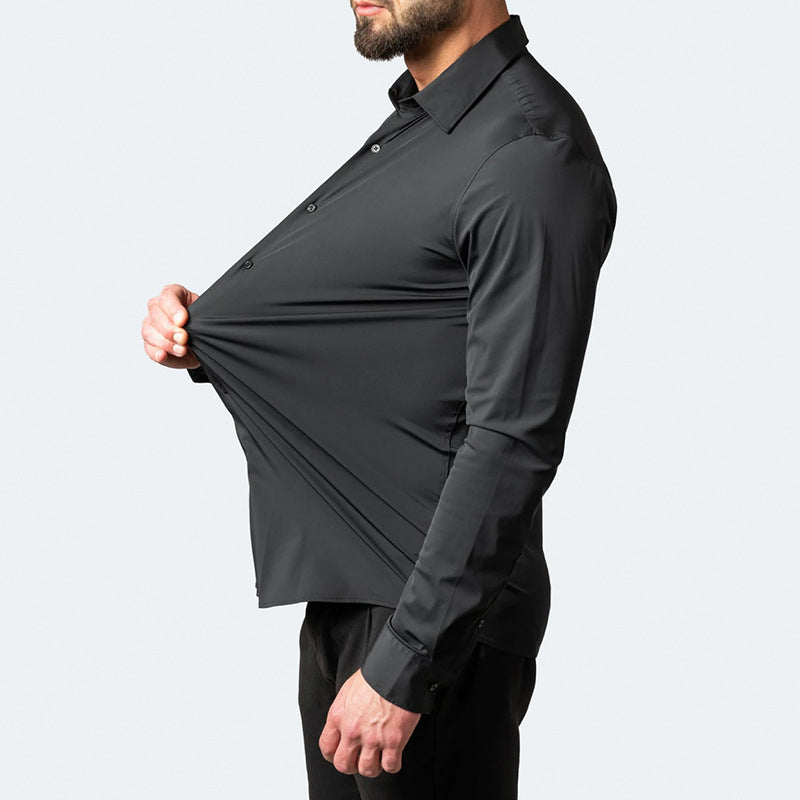 Benjamin | Camisa de Negocios Clásica Slim Fit Elástica de Manga Larga
