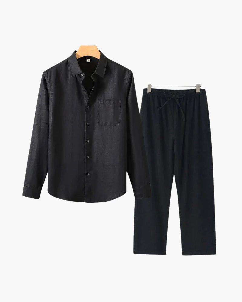 Christopher | Camisa de Manga Larga & Pantalón Conjunto de Lino para Hombre