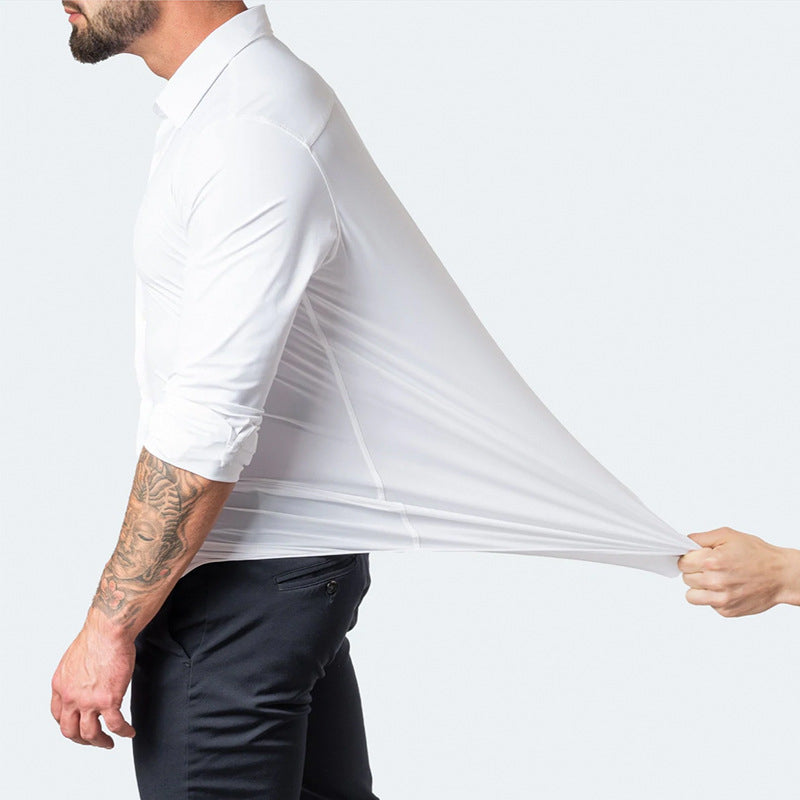 Benjamin | Camisa de Negocios Clásica Slim Fit Elástica de Manga Larga