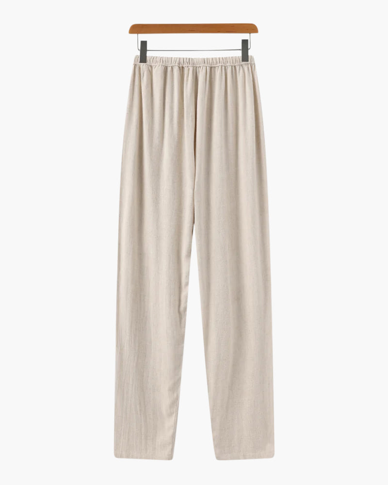 Adrian | Pantalones de lino ligeros para hombre, corte slim fit, con cordón para el verano