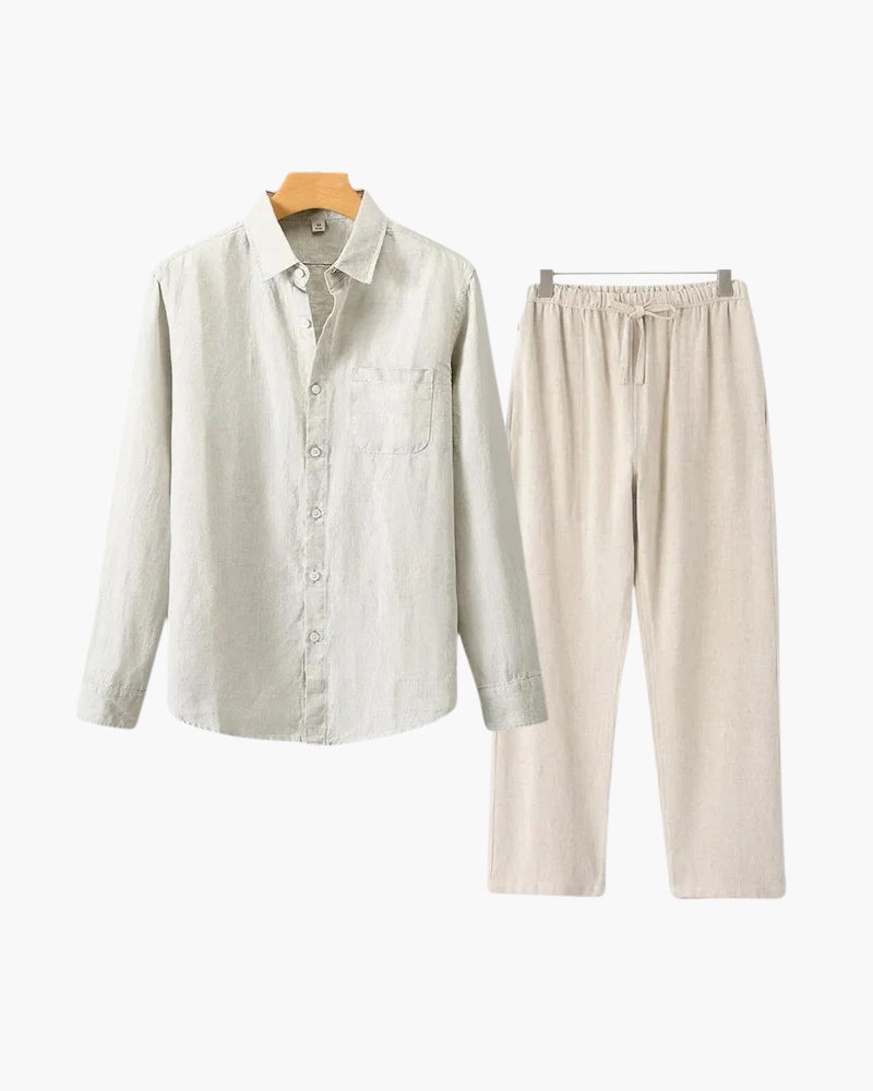 Christopher | Camisa de Manga Larga & Pantalón Conjunto de Lino para Hombre