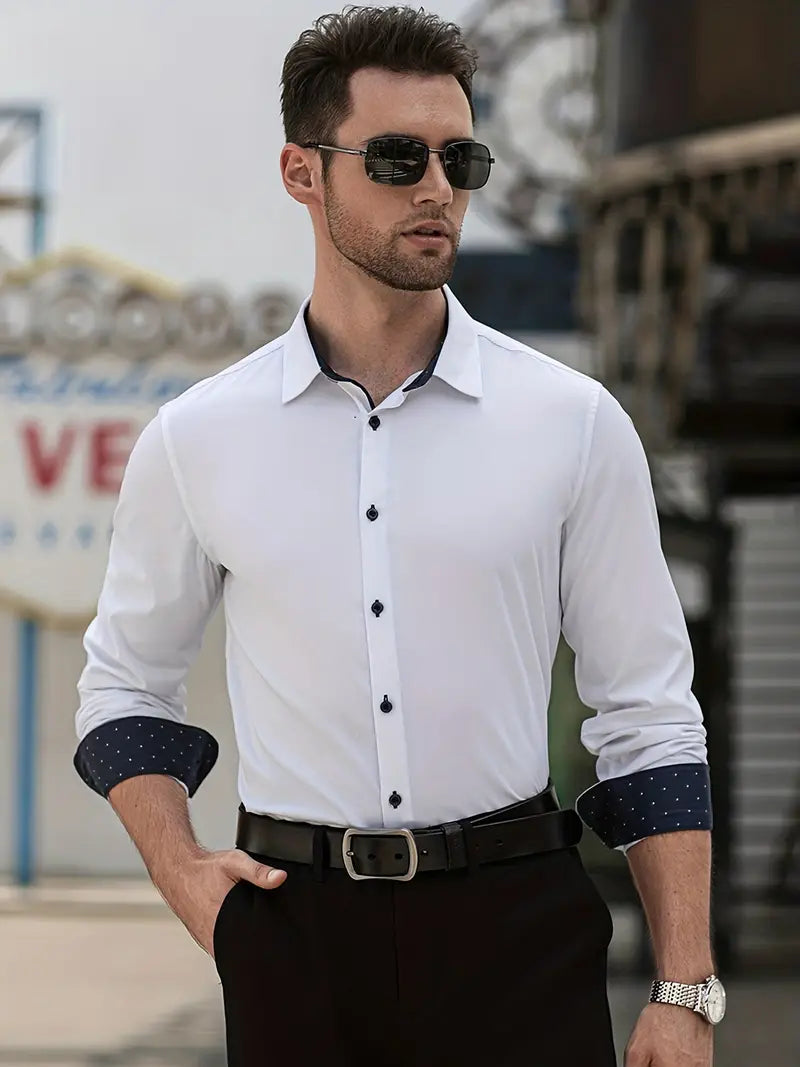 Alexander | Camisa de negocios elegante con detalles en contraste