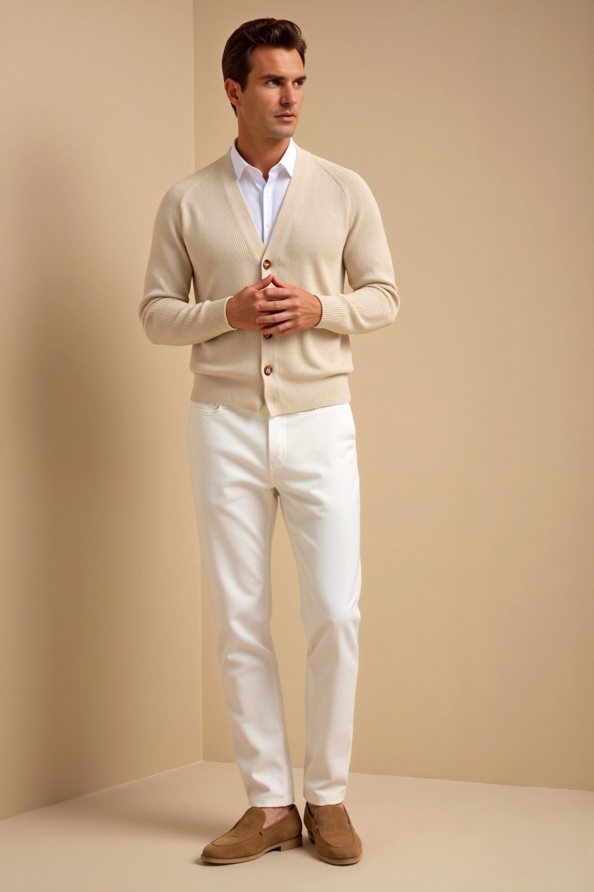 Gianni – Chaqueta de punto clásica para hombres en beige
