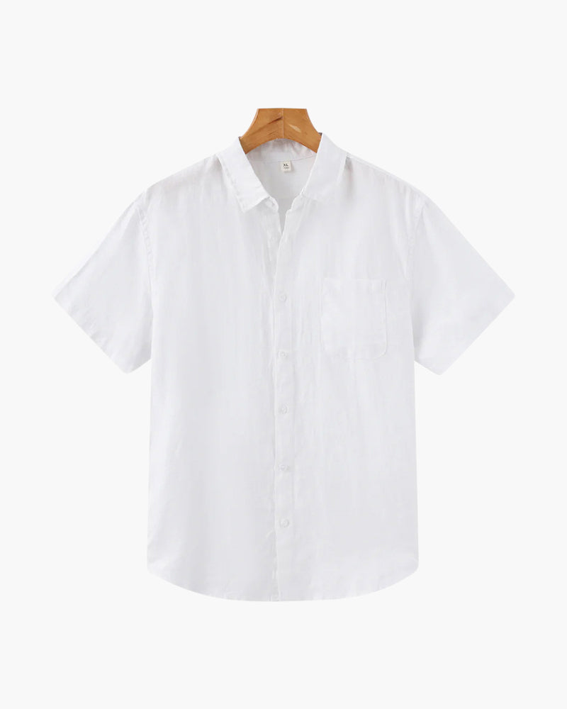Isaiah | Camisa de lino de manga corta para hombres con bolsillo en el pecho