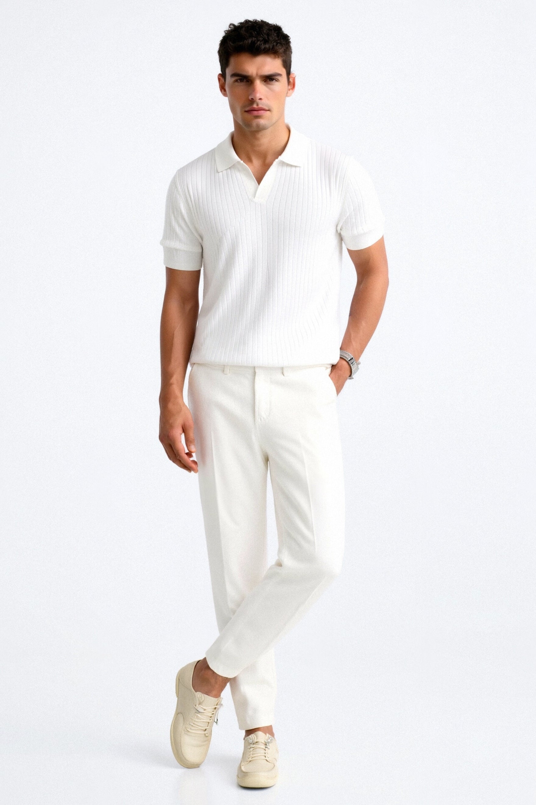 Camiseta polo de hombre de canalé con mangas cortas – Elegante y Atemporal