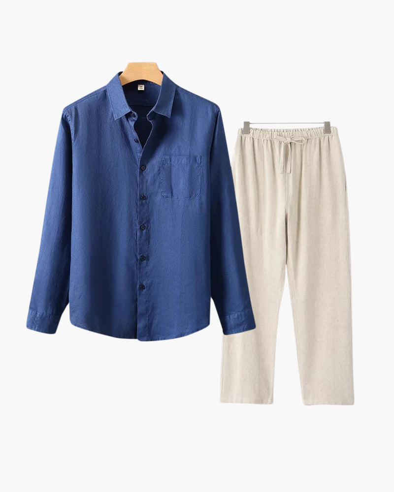 Christopher | Camisa de Manga Larga & Pantalón Conjunto de Lino para Hombre