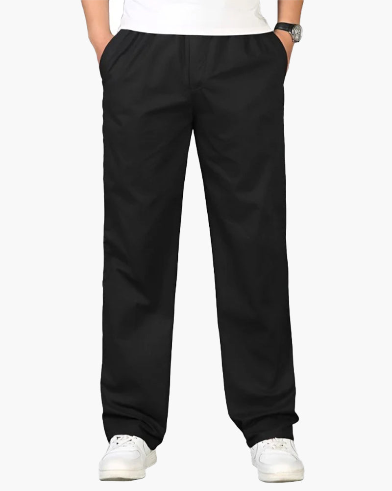 Ryan | Pantalones de algodón de corte recto con cintura elástica