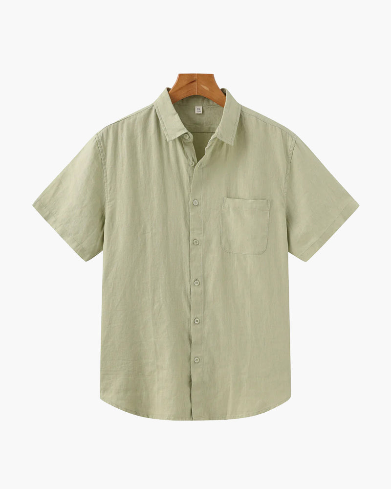 Isaiah | Camisa de lino de manga corta para hombres con bolsillo en el pecho