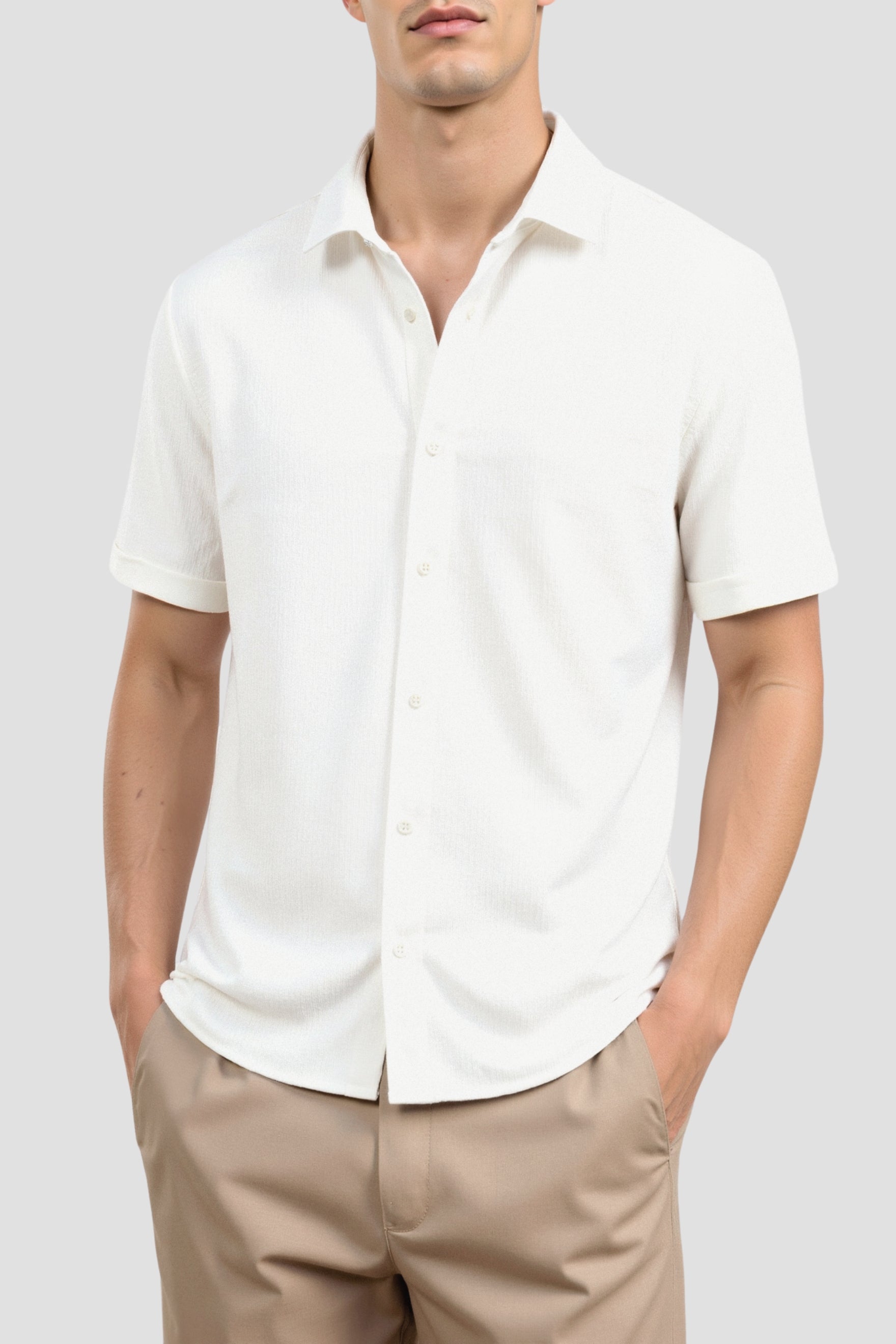 Camisa de lino clásica de manga corta