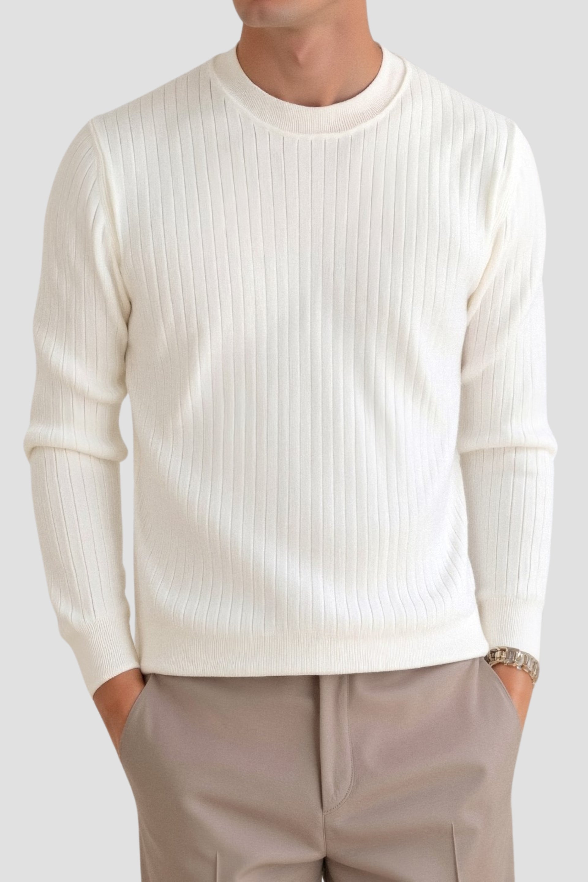 Luca | Camiseta de manga larga de canalé para hombres – Minimalista y versátil