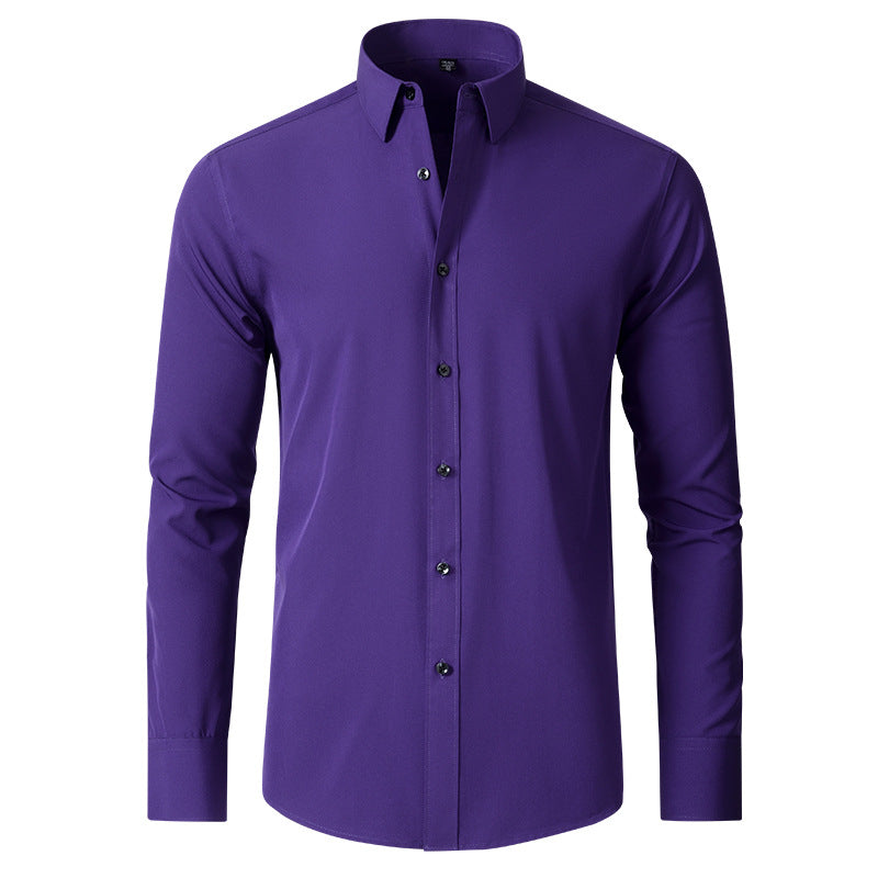 Benjamin | Camisa de Negocios Clásica Slim Fit Elástica de Manga Larga