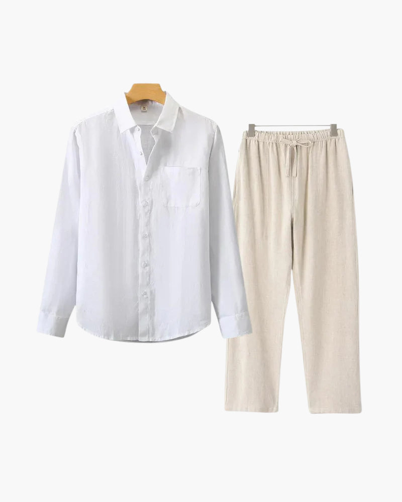 Christopher | Camisa de Manga Larga & Pantalón Conjunto de Lino para Hombre