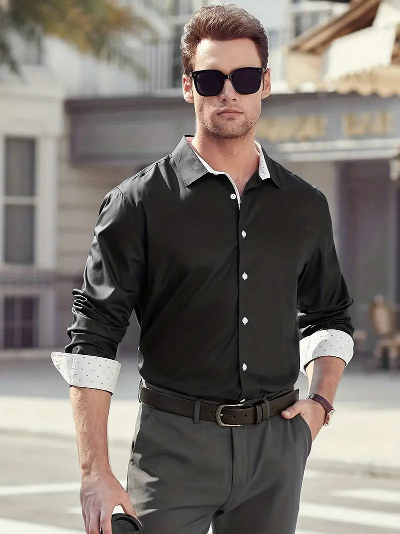 Alexander | Camisa de negocios elegante con detalles en contraste
