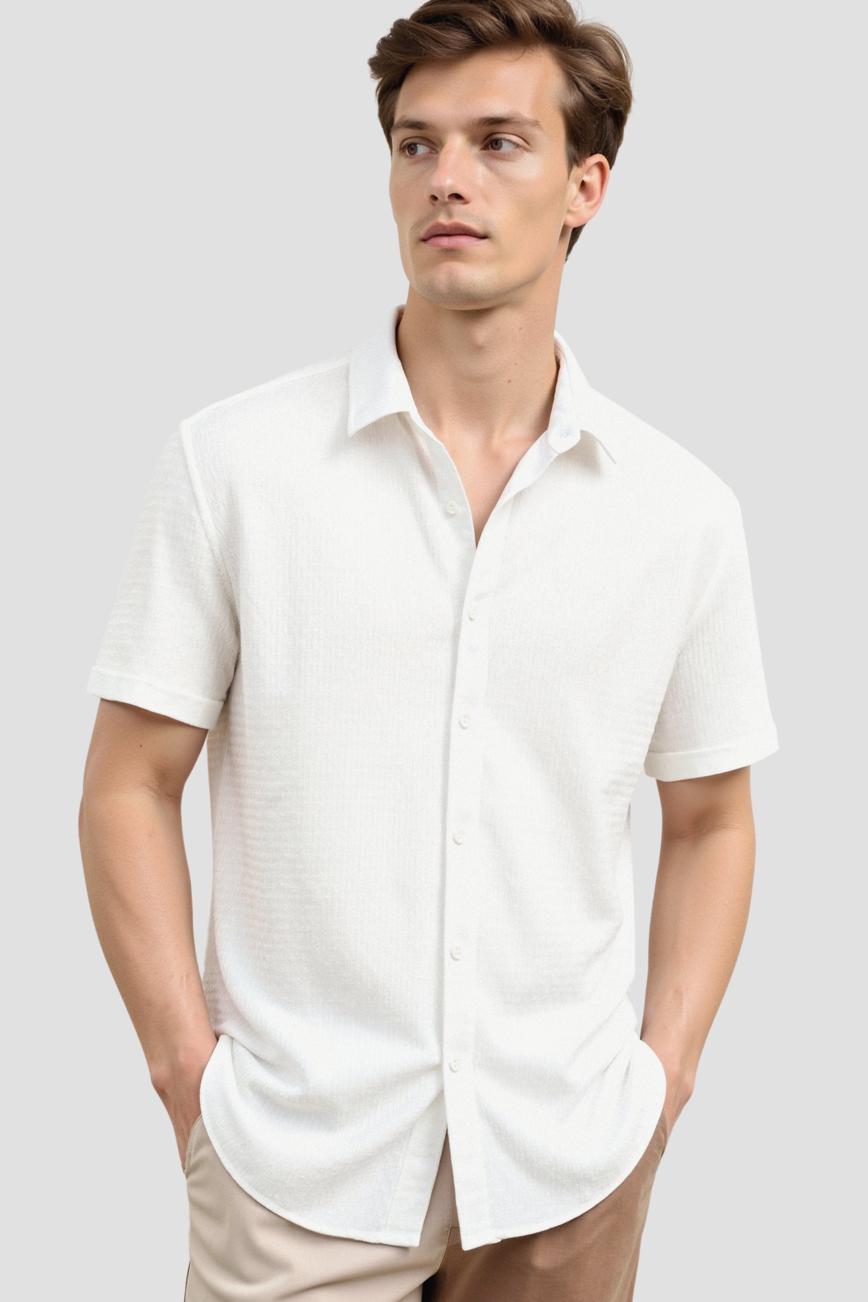 Camisa de lino clásica de manga corta