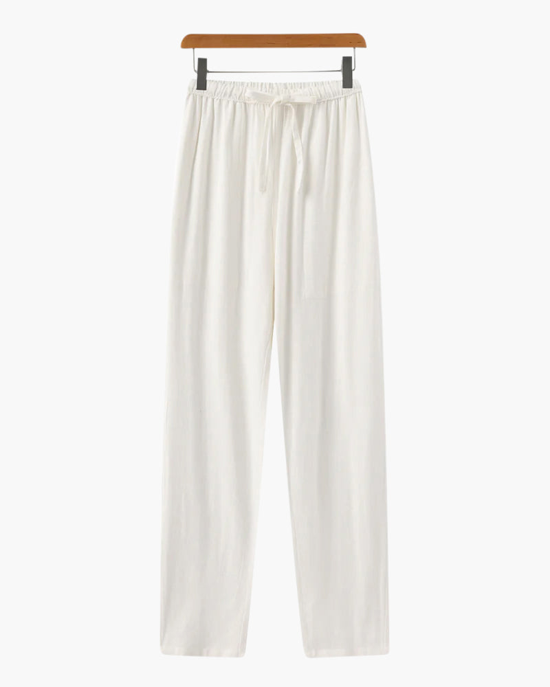 Adrian | Pantalones de lino ligeros para hombre, corte slim fit, con cordón para el verano