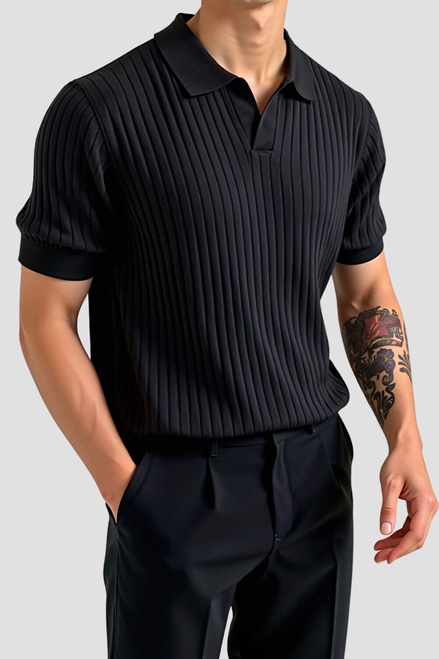 Camiseta polo de hombre de canalé con mangas cortas – Elegante y Atemporal