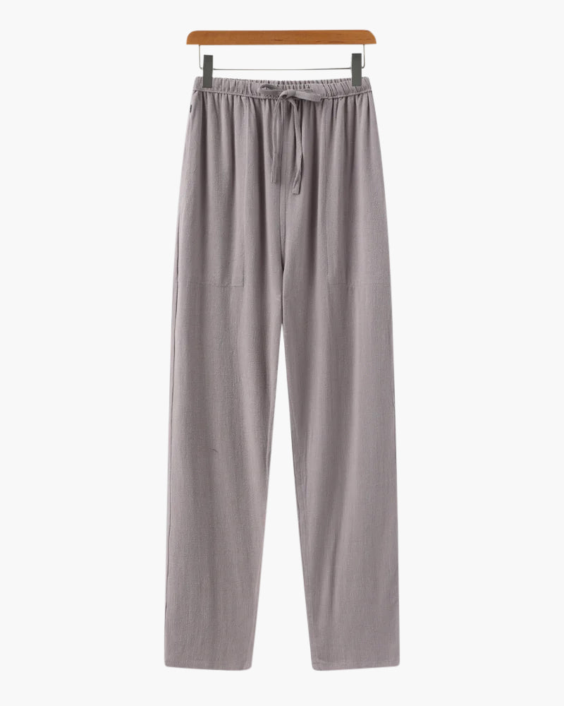 Adrian | Pantalones de lino ligeros para hombre, corte slim fit, con cordón para el verano