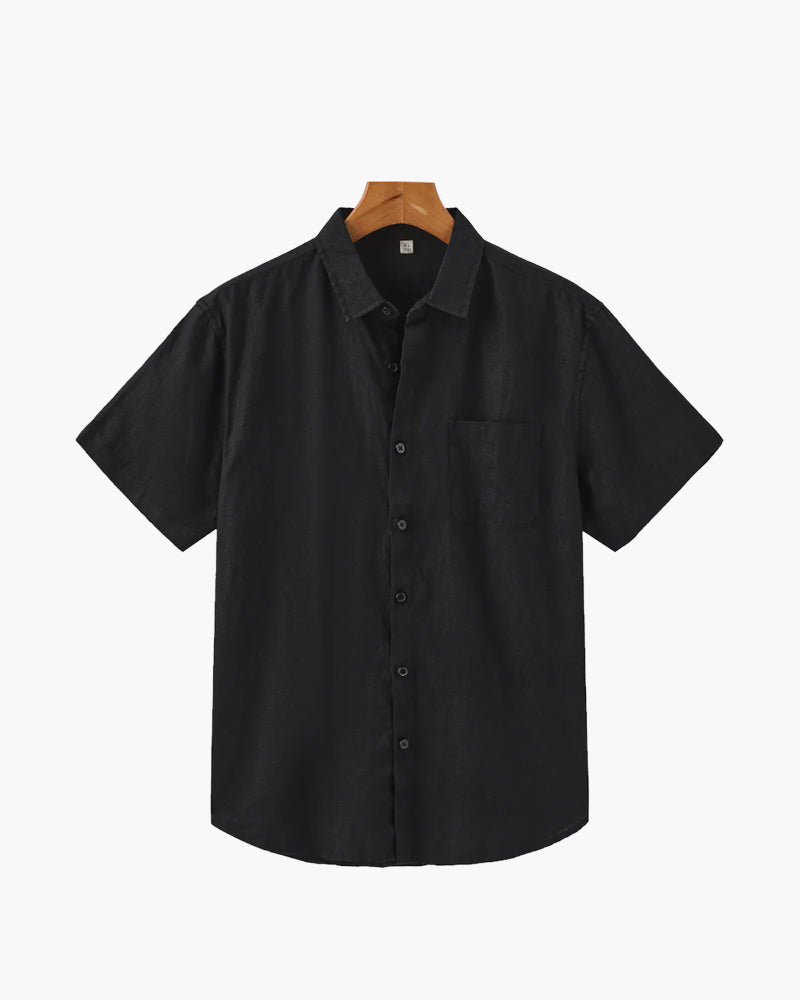 Isaiah | Camisa de lino de manga corta para hombres con bolsillo en el pecho