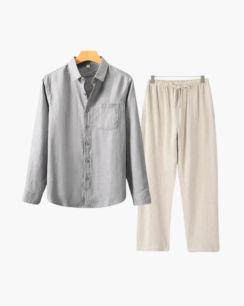 Christopher | Camisa de Manga Larga & Pantalón Conjunto de Lino para Hombre