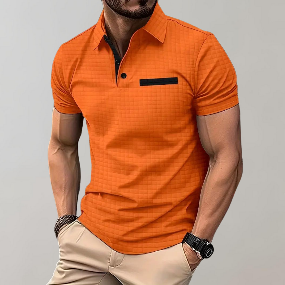 Liam | Polo de punto waffle con un llamativo color de contraste