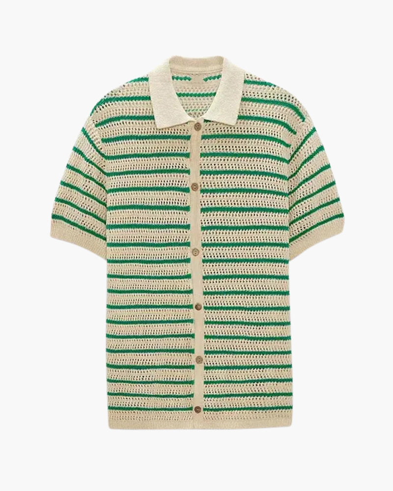 Weston | Camisa de verano de punto y ganchillo para hombre con botones