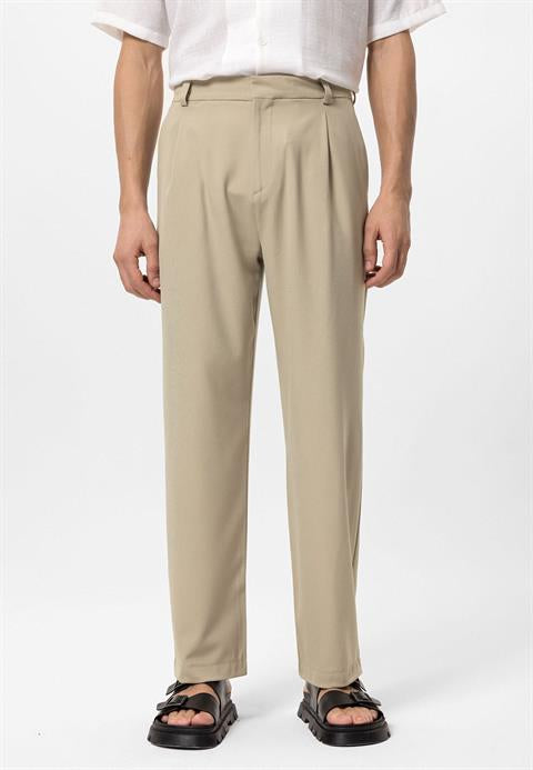 Vincent | Pantalones de Hombre de Cintura Alta Beige