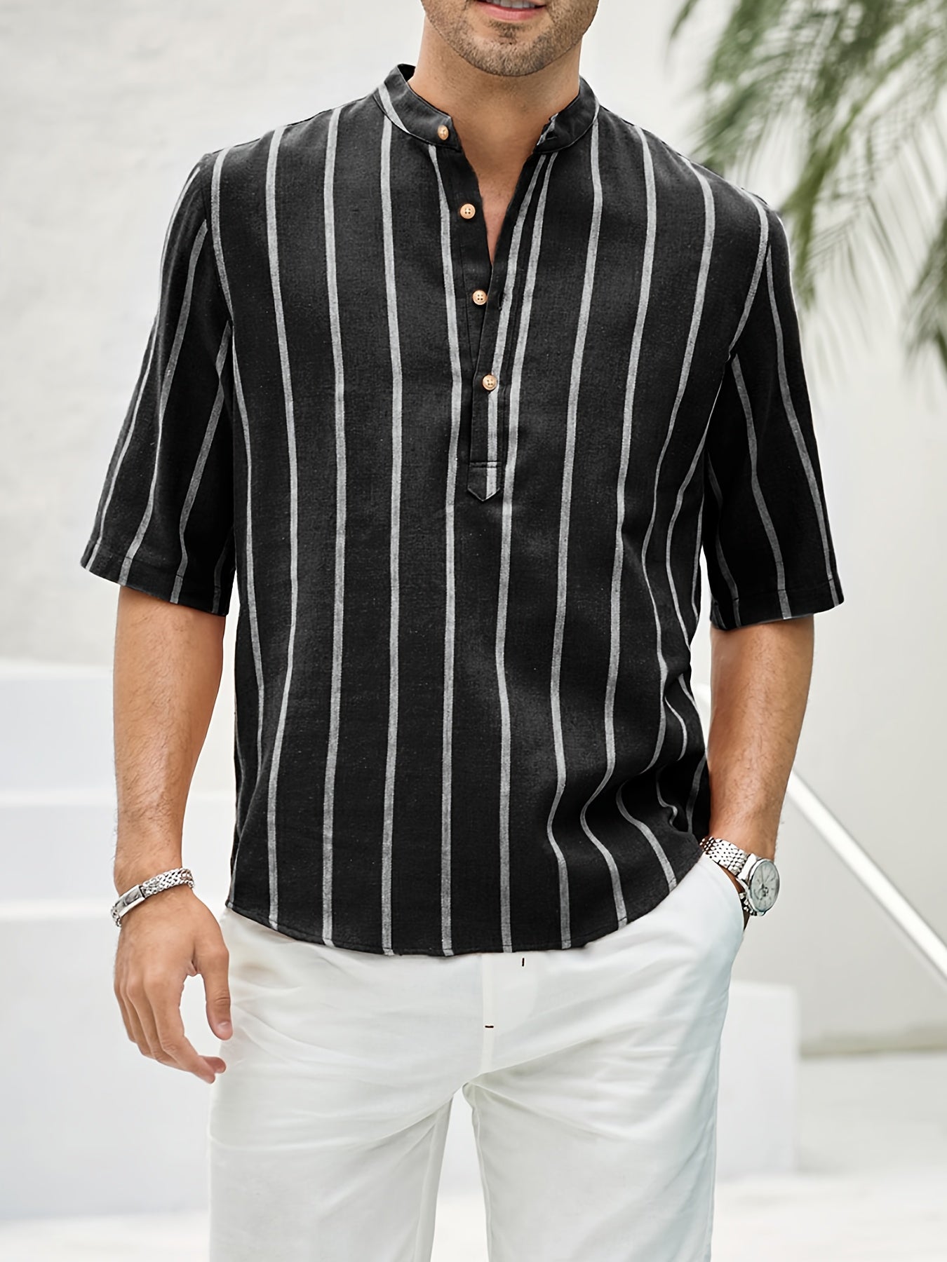 Samuel | Camisa de verano de manga corta con patrón de rayas