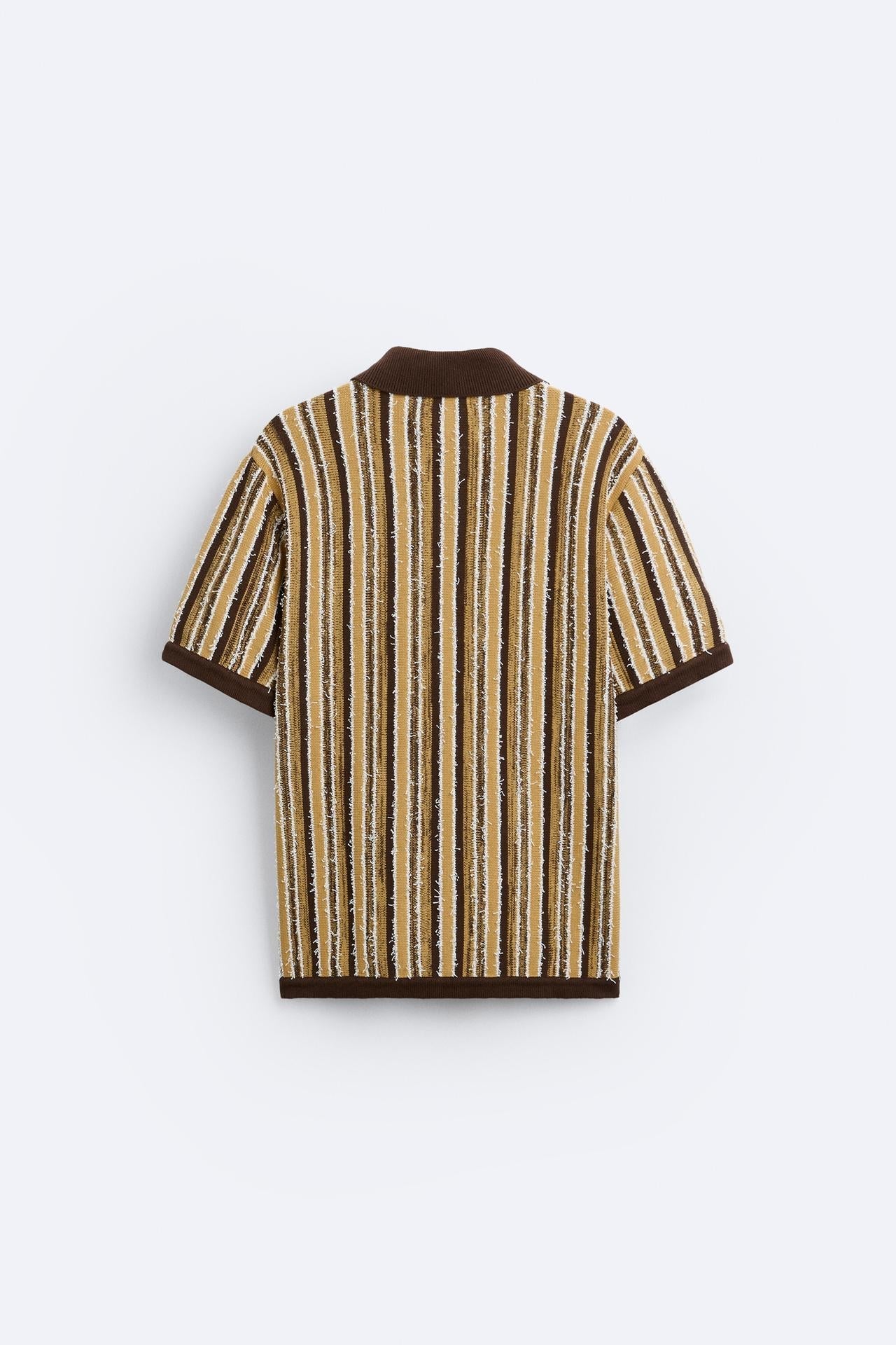 Camiseta polo de punto retro con estampado a rayas