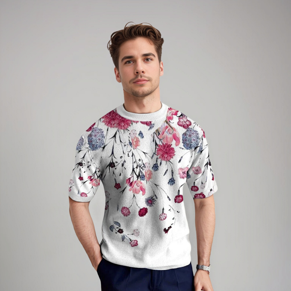 Damiano | Camiseta de manga corta floral para hombres