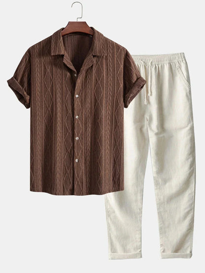 Conjunto de Verano Estiloso para Hombre | Dos Piezas de Tela de Toalla