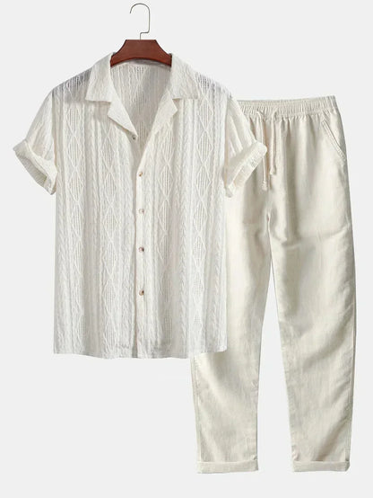 Conjunto de Verano Estiloso para Hombre | Dos Piezas de Tela de Toalla
