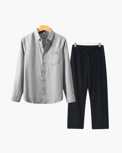 Christopher | Camisa de Manga Larga & Pantalón Conjunto de Lino para Hombre