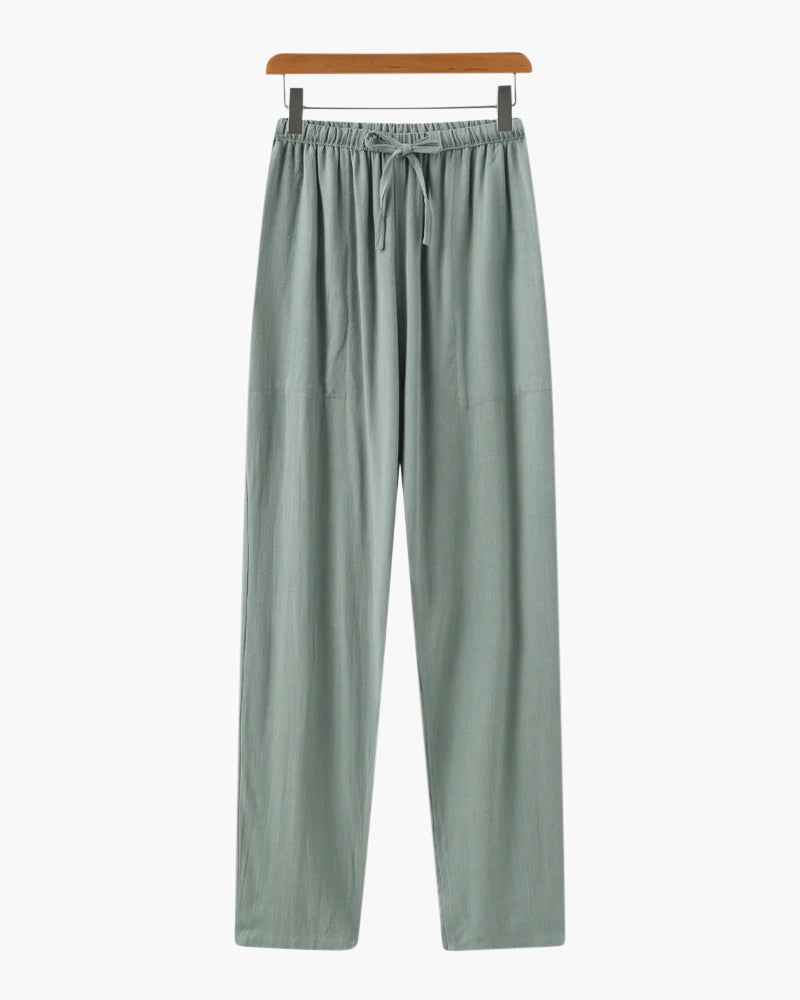 Adrian | Pantalones de lino ligeros para hombre, corte slim fit, con cordón para el verano