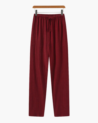 Adrian | Pantalones de lino ligeros para hombre, corte slim fit, con cordón para el verano