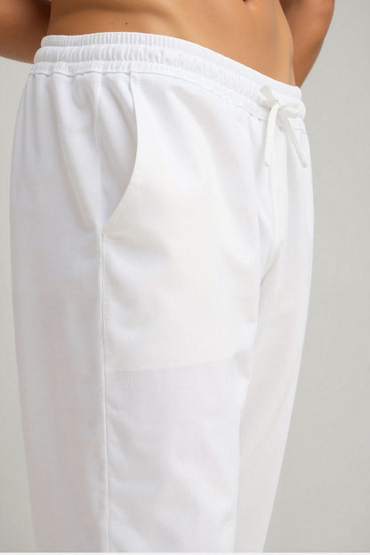 Luca | Pantalones de chándal blancos para hombre con cordón