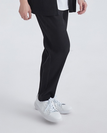 Robert | Pantalón de algodón de punto acanalado con corte holgado y cintura elástica