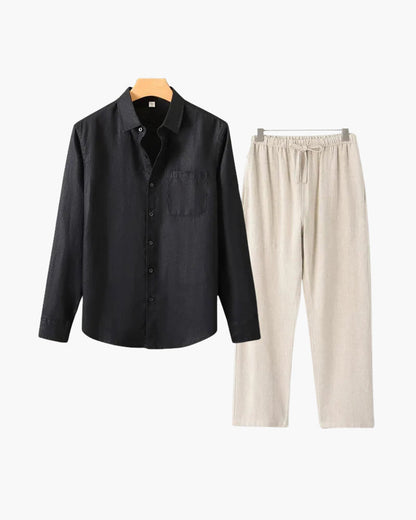 Christopher | Camisa de Manga Larga & Pantalón Conjunto de Lino para Hombre