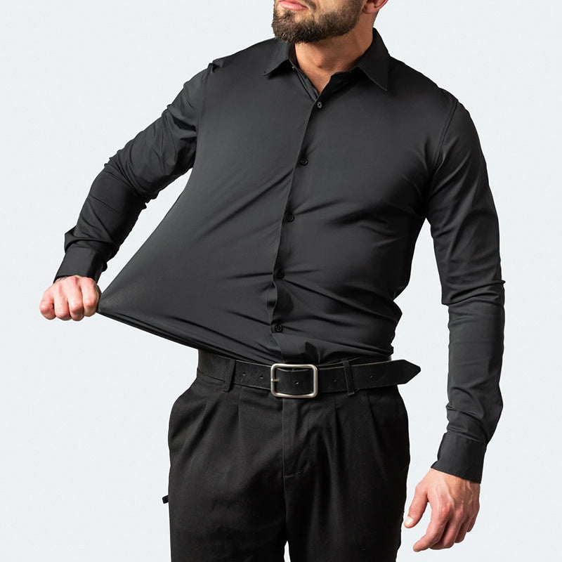 Benjamin | Camisa de Negocios Clásica Slim Fit Elástica de Manga Larga