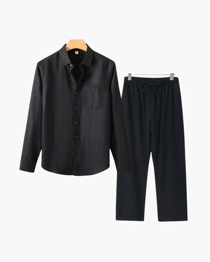 Christopher | Camisa de Manga Larga & Pantalón Conjunto de Lino para Hombre