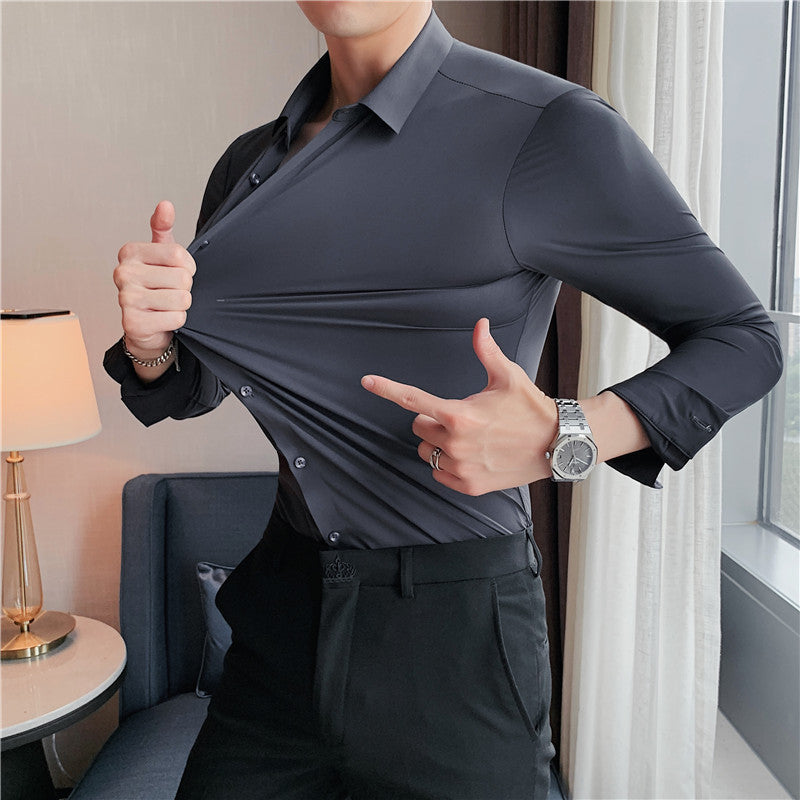 Benjamin | Camisa de Negocios Clásica Slim Fit Elástica de Manga Larga