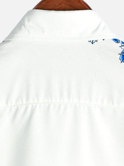 Jackson | Camisa de verano blanca con estampado floral de manga corta