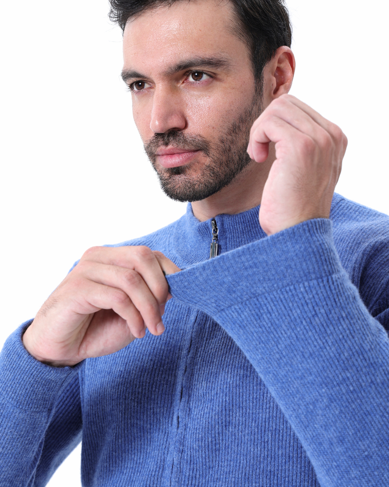 Wesley | Chaqueta de punto con cremallera de cachemira para hombres