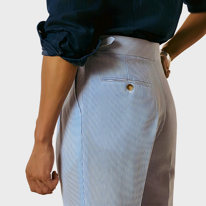 Yann | Pantalones de rayas a la altura de la cintura con cinturón