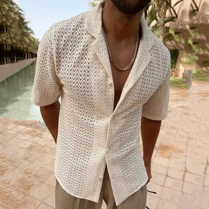 Luca | Camisa de punto abierta con vibras retro y un toque moderno