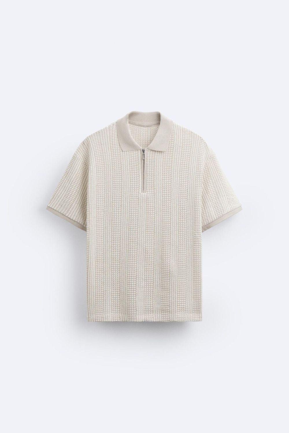 Polo de punto estructurado con cremallera