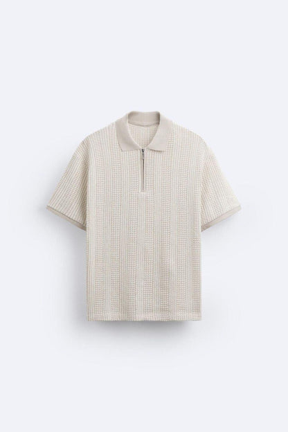 Polo de punto estructurado con cremallera